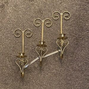 Home interior and Gifts-Triple Wall Sconce-Brass-Candle Holder - Beautiful!!